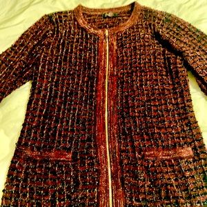 Beautiful deep maroon/black zip-up sweater